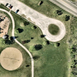 Sand Volleyball Court in Island Lake, IL — aerial view