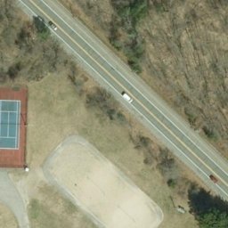 Sand Volleyball Court in Oxford, MA — aerial view