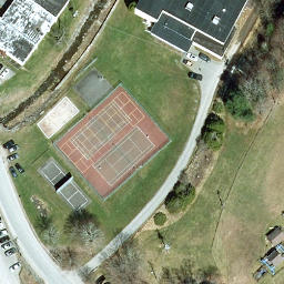 Sand Volleyball Court in Town of Delaware, NY — aerial view