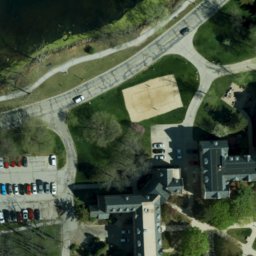 Notre Dame Beach Volleyball Court #1 — aerial view