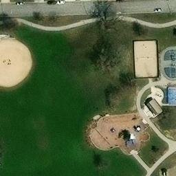 Oak Lawn Beach Volleyball Court #1 — aerial view