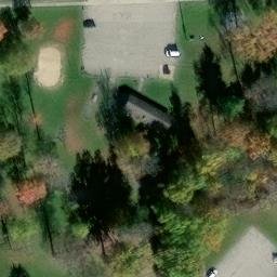 Sand Volleyball Court in Middlefield Village, OH — aerial view