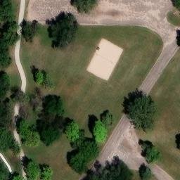 Sand Volleyball Court in Columbus, NE — aerial view