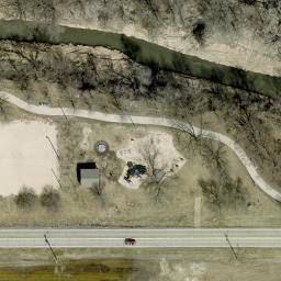 Sand Volleyball Court in Bennington, NE — aerial view