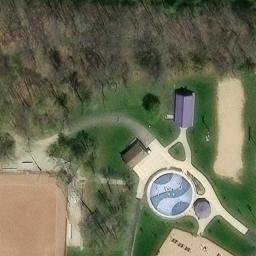 Sand Volleyball Court in North Royalton, OH — aerial view