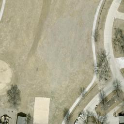 Sand Volleyball Court in Waterloo Precinct, NE — aerial view