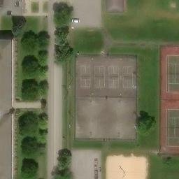 Sand Volleyball Court, McDonald, OH — aerial view
