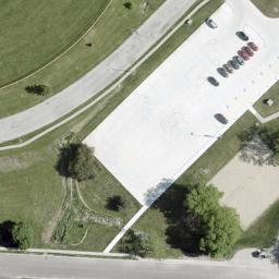 Sand Volleyball Court, Papillion, NE — aerial view