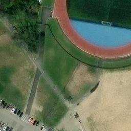 Sand Volleyball Court, Stony Brook University, NY — aerial view