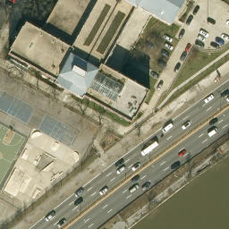 Asphalt Volleyball Court, New York, NY — aerial view