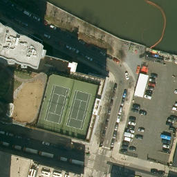 Sand Volleyball Court, New York, NY — aerial view