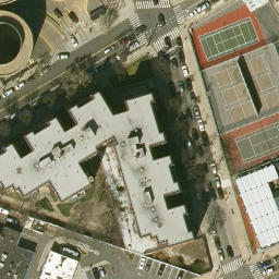 Asphalt Volleyball Court, New York, NY — aerial view