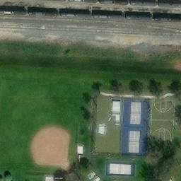 Sand Volleyball Court, Brewster, OH — aerial view