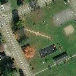 Sand Volleyball Court, Beach City, OH — aerial view