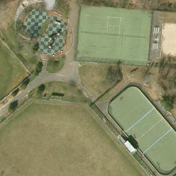Sand Volleyball Court, New York, NY — aerial view