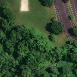 Sand Volleyball Court, Newtown Grant, PA — aerial view