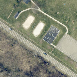 Sand Volleyball Court, Newark, OH — aerial view