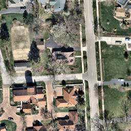 Sand Volleyball Court, Marble Cliff, OH — aerial view