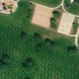 Sand Volleyball Court, Welby, CO — aerial view