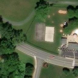 Sand Volleyball Court, Pike Creek Valley, DE — aerial view