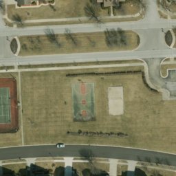 Sand Volleyball Court, IN — aerial view