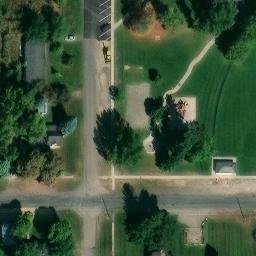 Sand Volleyball Court, Spring City, UT — aerial view