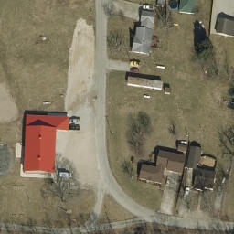 Sand Volleyball Court, Metamora, IN — aerial view