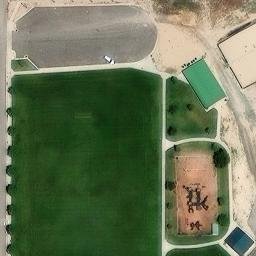 Sand Volleyball Court, Ephraim, UT — aerial view
