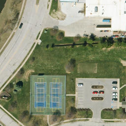 Sand Volleyball Court, Kansas City, MO — aerial view