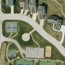 Volleyball Court, Parkville, MO — aerial view
