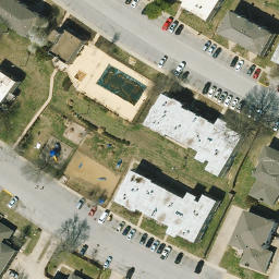 Sand Volleyball Court, MO — aerial view