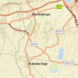 M25, Surrey, UK Street Map