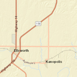 KS-140 Ellsworth Kansas Street Map