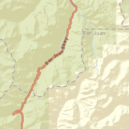 Million Dollar Highway, Uncompahgre National Forest, Ridgway, Street Map