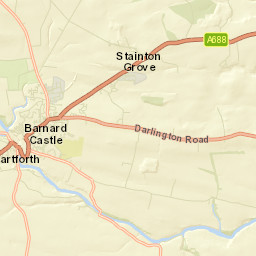 Darlington Road, Barnard Castle, County Durham Street Map