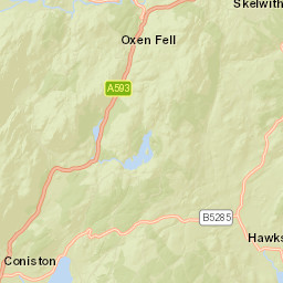 B5285, Lake District National Park, Cumbria Street Map