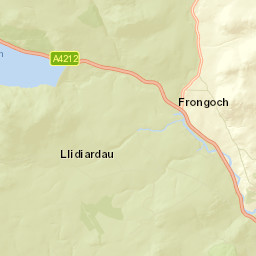A4212, Snowdonia National Park, Bala, Gwynedd Street Map