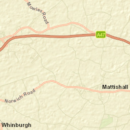 A47, Dereham, Norfolk NR20, UK Street Map