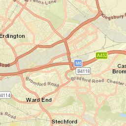 Washwood Heath Street Map