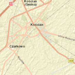 Kościan Street Map