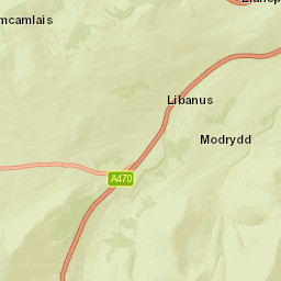A470, Brecon Beacons National Park, Brecon Street Map