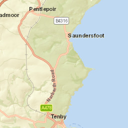 Pembrokeshire Coast National Park, B4316, Saundersfoot, Pembr Street Map
