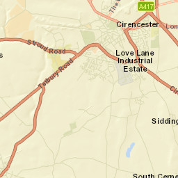 A429, Cirencester, Gloucestershire GL7, UK Street Map