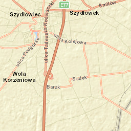 Szydłowiec Street Map
