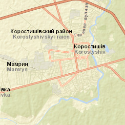 Korostyshiv Raion Street Map