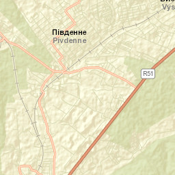Pivdenne Street Map