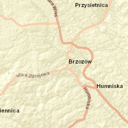 Brzozów Street Map