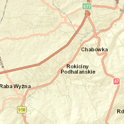 Raba Wyżna Street Map