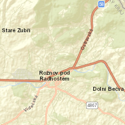 Rožnov pod Radhoštěm Street Map
