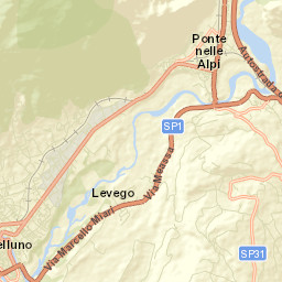 Ponte nelle Alpi-Polpet Street Map